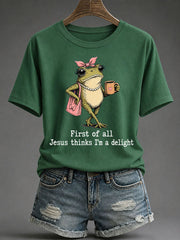 Women's 'Jesus Thinks I'm A Delight' Printed Casual T-Shirt