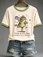 Women's 'Jesus Thinks I'm A Delight' Printed Casual T-Shirt
