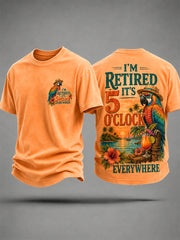 Men's  I'm Retired It's 5 O'clock Everywhere Parrot Print Casual Tee