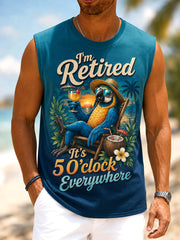 Men's I'm Retired It's 5 O'clock Everywhere Parrot Print Casual Tank Top