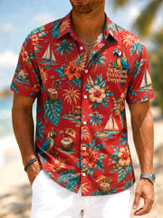 Men's I'm Retired It's 5 O'clock Everywhere Parrot Floral Print Casual Short Sleeve Shirt