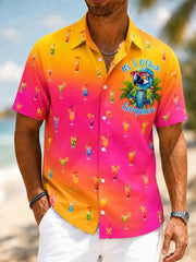 Men's I'm Retired It's 5 O'clock Everywhere Parrot Print Casual  Short Sleeve Shirt