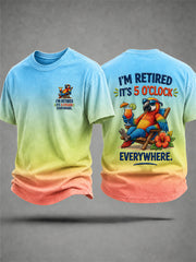 Men's I'm Retired It's 5 O'clock Everywhere Parrot Print Casual Tee