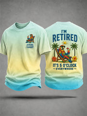 Men's I'm Retired It's 5 O'clock Everywhere Parrot Print Casual Tee