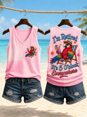 Women's I'm Retired It's 5 O'clock Everywhere Parrot Print Casual Vest