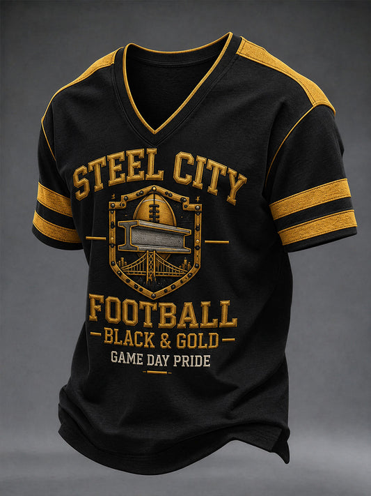 Men's Steel City Football V-neck T-shirt