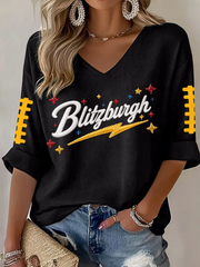 Women's Blitzburgh Mid-length Sleeves V-Neck T-Shirt