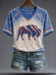 Women's Football Lover Bulls Buffalo Art Printed T-shirt
