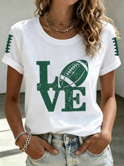 Women's Football Fan Printed short-sleeved T-shirt