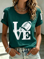 Women's Football Fan Printed short-sleeved T-shirt