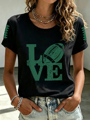 Women's Football Fan Printed short-sleeved T-shirt