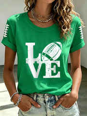 Women's Football Fan Printed short-sleeved T-shirt