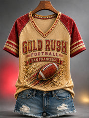 Women's Football Gameday Gift For Football Fans Casual V-Neck Tee