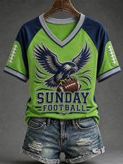Women's Football Gameday Gift For Football Fans Casual V-Neck Tee