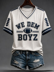 Women's Football We Dem Boyz Printed V-neck T-shirt