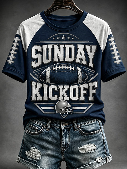 Women's Football SUNDAY KICKOFF Printed T-shirt