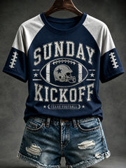 Women's Football SUNDAY KICKOFF Printed T-shirt