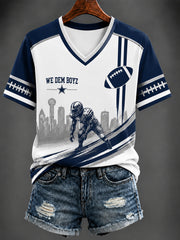 Women's Dallas Cowboys Football Printed V-neck T-shirt