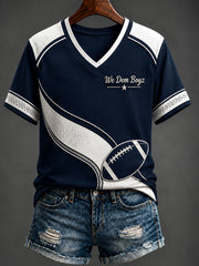 Women's Dallas Cowboys Football Printed V-neck T-shirt