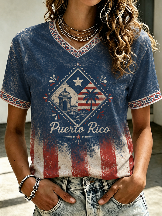 Women's Puerto Rico Printed short-sleeved T-shirt