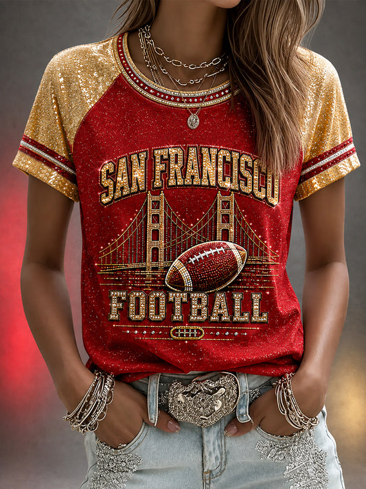 Women's Football Gameday Gift For Football Fans Casual Tee