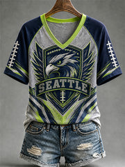 Women's Football Gameday Gift For Football Fans Casual V-Neck Tee