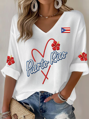 Women's Puerto Rico Printed Waffle T-shirt