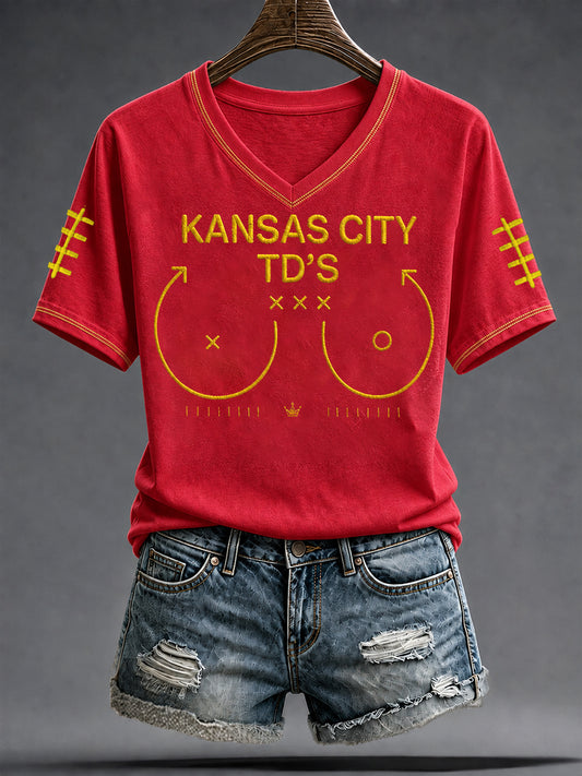 Women's Kansas Football Lover Art Printed T-shirt