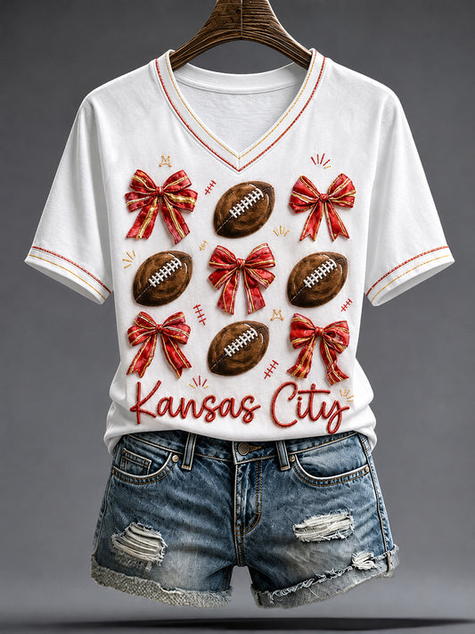 Women's Kansas Football Lover Art Printed T-shirt