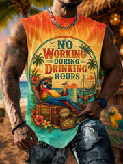 Men's No Working During Drinking Hours Print Casual Vest