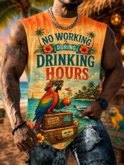 Men's No Working During Drinking Hours Print Casual Vest