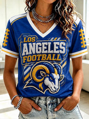 Women's Football Los Angeles Printed V-neck T-shirt