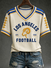 Women's Football Los Angeles Printed V-neck T-shirt