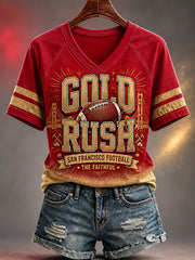 Women's Football Gameday Gift For Football Fans Casual V-Neck Tee