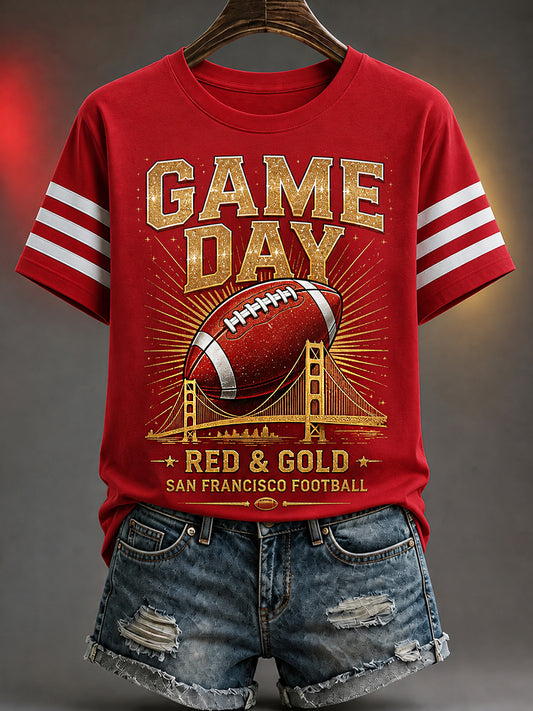 Women's Football Gameday Gift For Football Fans Casual Tee