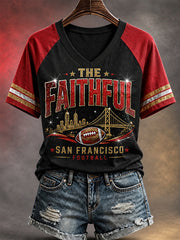 Women's Football Gameday Gift For Football Fans Casual V-Neck Tee