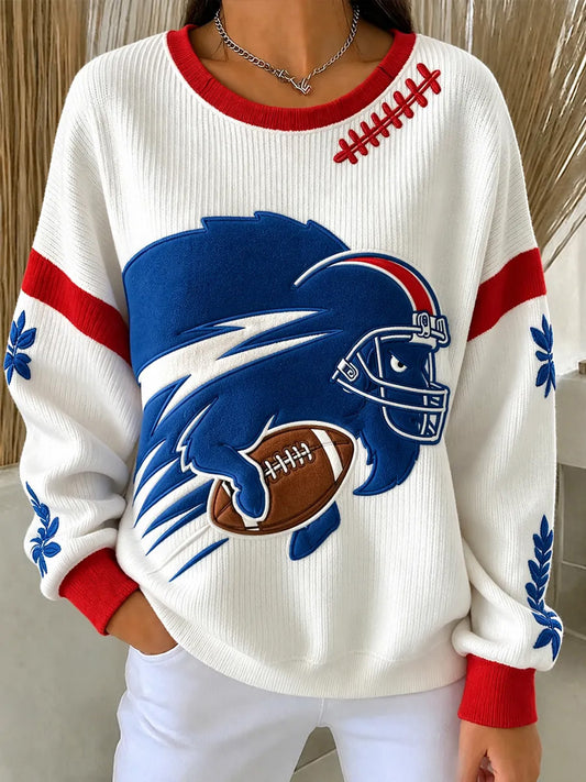 Women's Football Lover Buffalo Print Sweatshirt