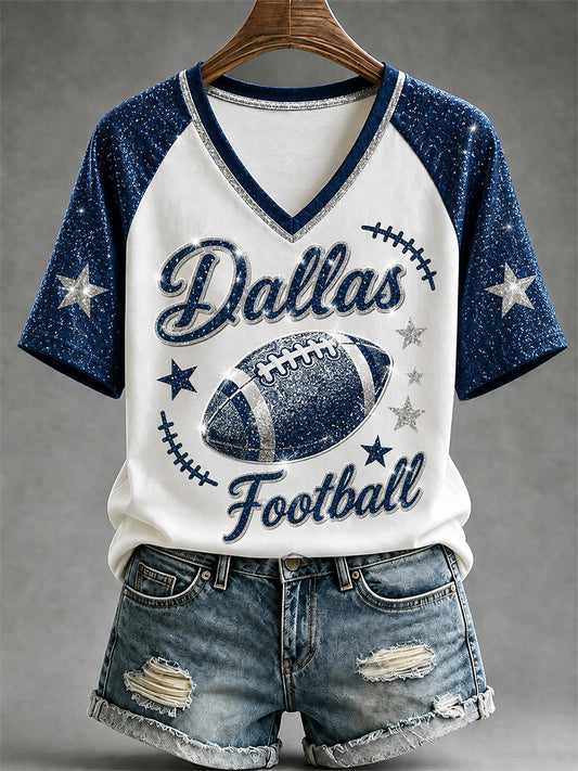 Women's Football Gameday Gift For Football Fans Casual V-Neck Tee