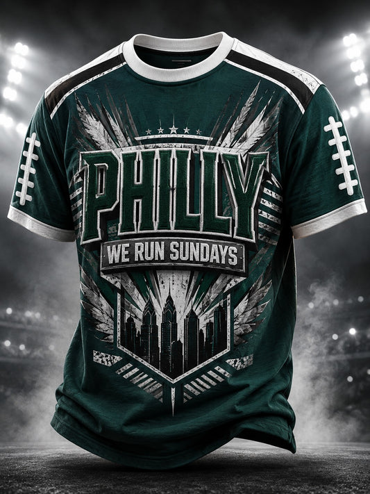Men's Football Philly WE RUN SUNDAYS Printed T-shirt