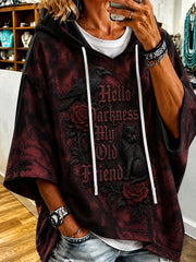 Women’s Hello Darkness My Old Friend Halloween Print Hoodie