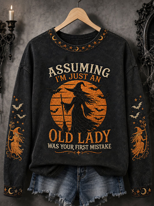 Women's Funny Halloween Witch Print Casual Sweatshirt