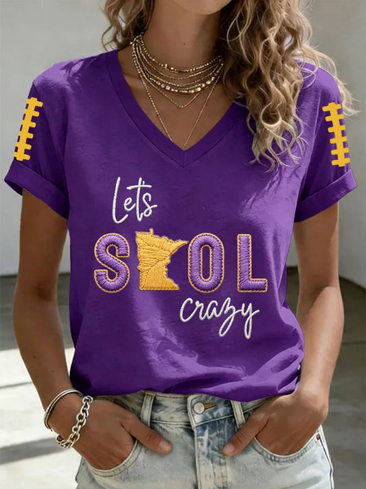 Women's Let's Skol Crazy Football Short-sleeved T-shirt