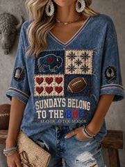 Women's Football Lover Bulls BUF Art Printed T-shirt