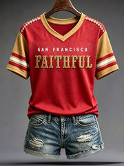 Women's Football Lover San Francisco Faithful Art Printed T-shirt