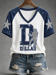 Women's  Football Gameday Gift For Football Fans V-Neck Tee