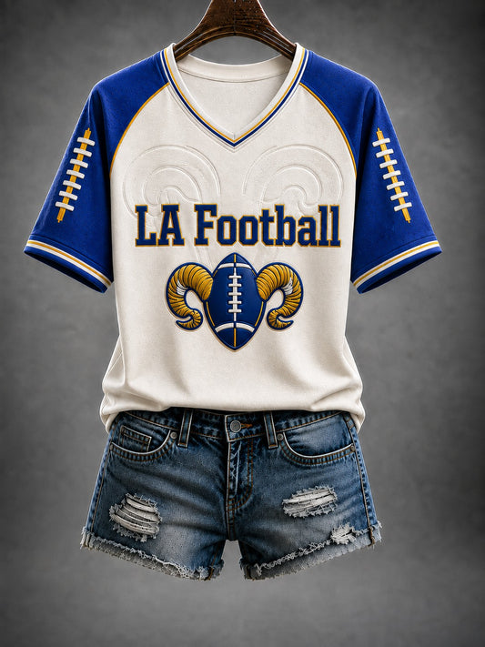 Women's Football Los Angeles Printed V-neck T-shirt