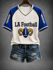 Women's Football Los Angeles Printed V-neck T-shirt