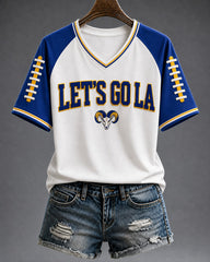 Women's Football Los Angeles Printed V-neck T-shirt
