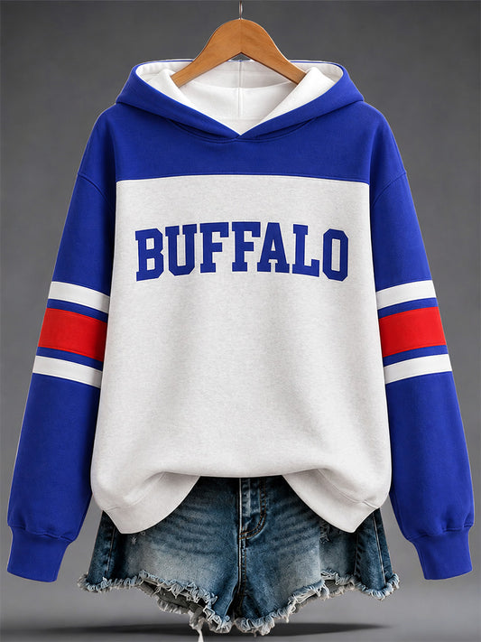 Women's Football Lover Buffalo Print Casual Hoodie