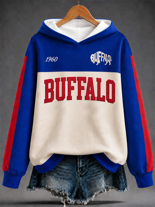 Women's Football Lover Buffalo Print Casual Hoodie